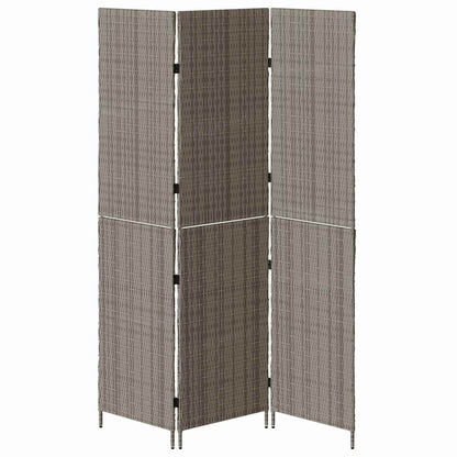 vidaXL Room Divider Folding Manual Grey 146 x 180 cm Poly Rattan