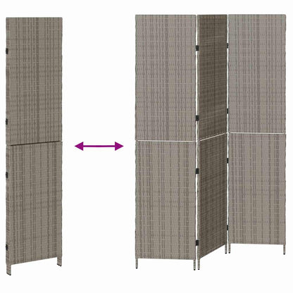 vidaXL Room Divider Folding Manual Grey 146 x 180 cm Poly Rattan