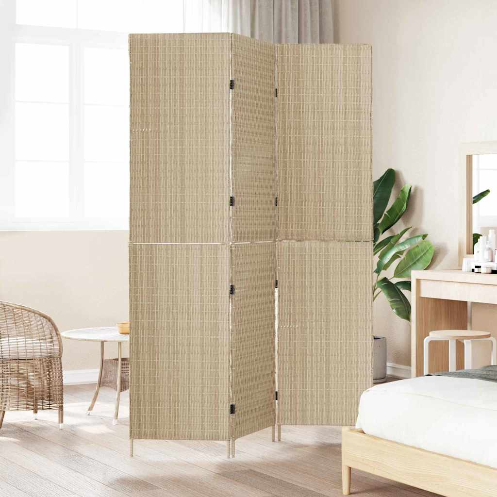 vidaXL Room Divider Folding Manual Beige 147 x 180 cm Poly Rattan