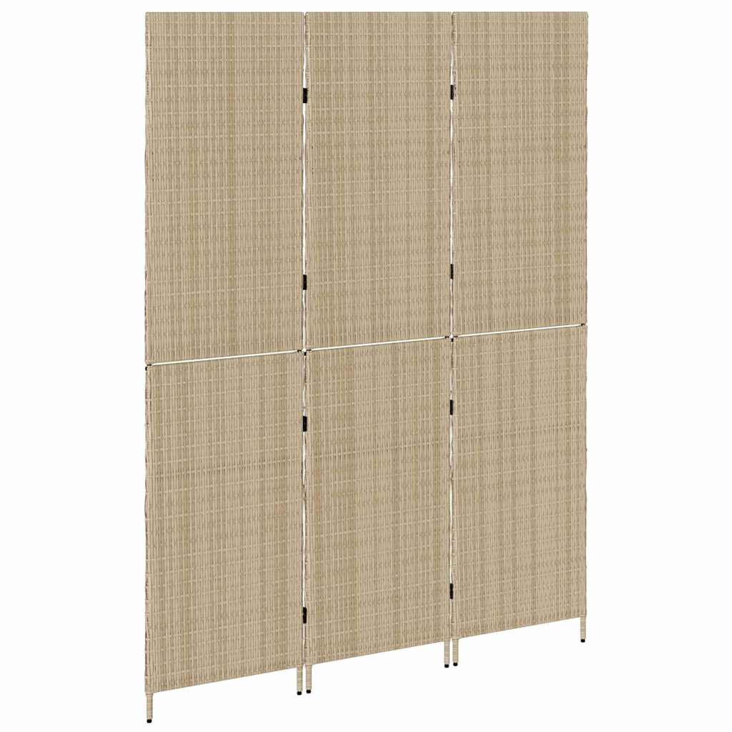 vidaXL Room Divider Folding Manual Beige 147 x 180 cm Poly Rattan