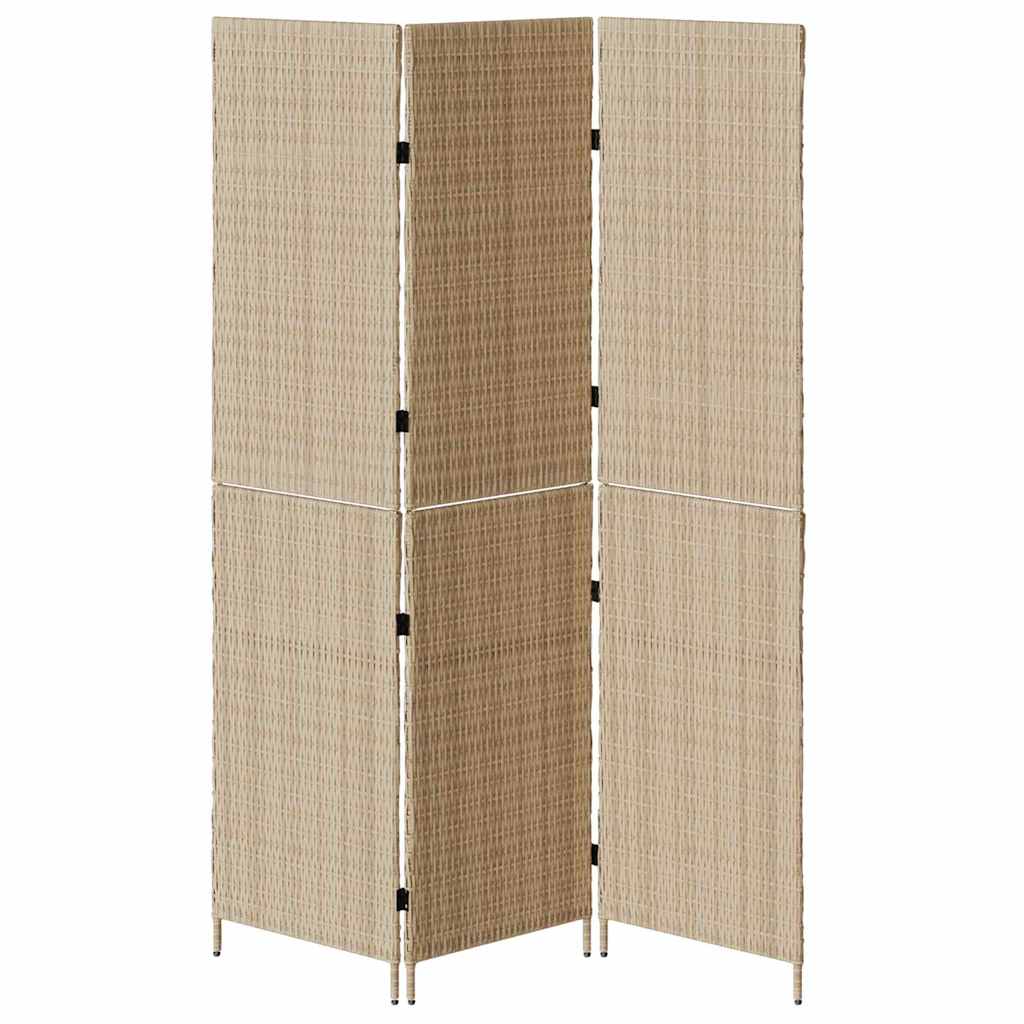 vidaXL Room Divider Folding Manual Beige 147 x 180 cm Poly Rattan