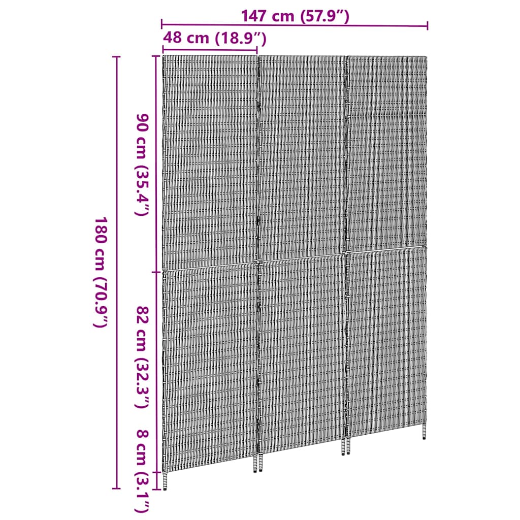 vidaXL Room Divider Folding Manual Beige 147 x 180 cm Poly Rattan