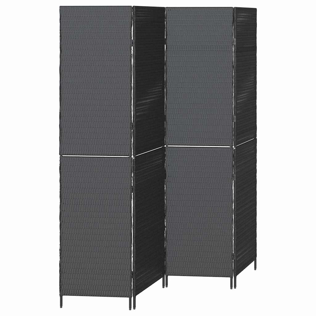vidaXL Room Divider Folding Manual Black 195 x 180 cm Poly Rattan