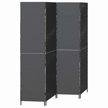 vidaXL Room Divider Folding Manual Black 195 x 180 cm Poly Rattan
