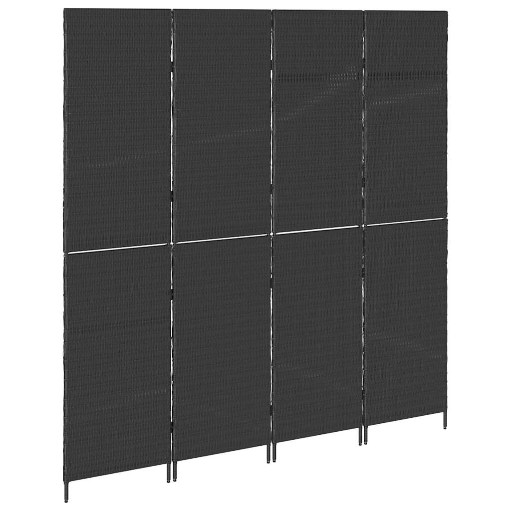 vidaXL Room Divider Folding Manual Black 195 x 180 cm Poly Rattan