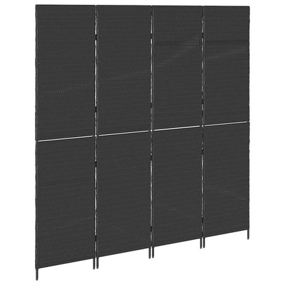vidaXL Room Divider Folding Manual Black 195 x 180 cm Poly Rattan