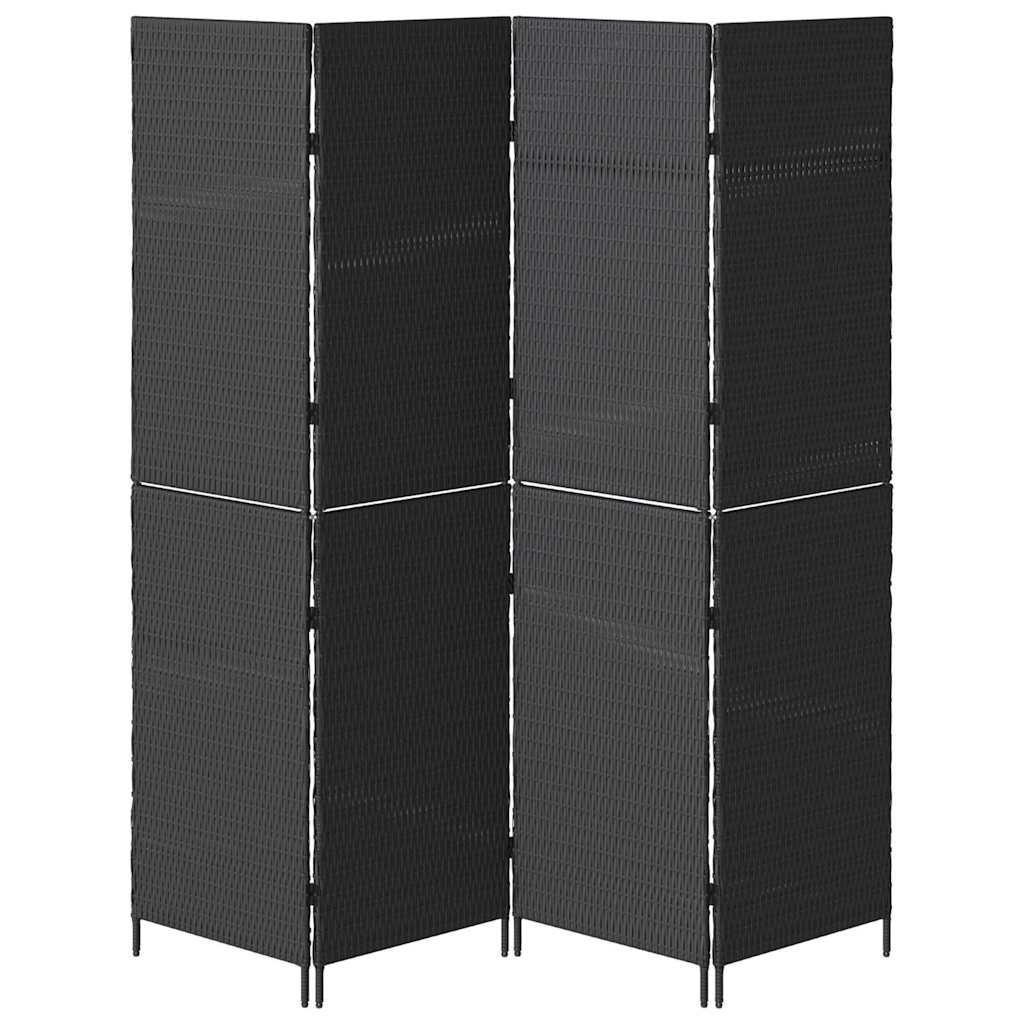 vidaXL Room Divider Folding Manual Black 195 x 180 cm Poly Rattan
