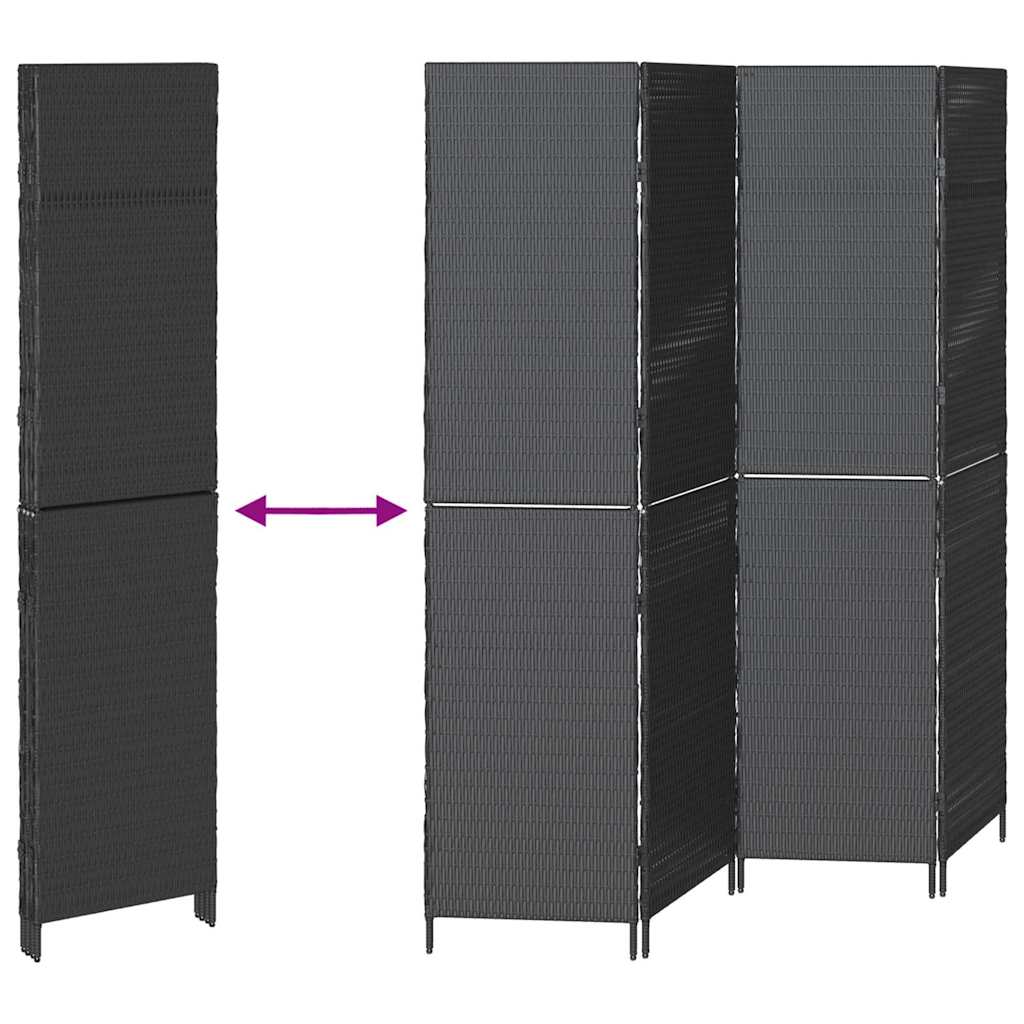 vidaXL Room Divider Folding Manual Black 195 x 180 cm Poly Rattan