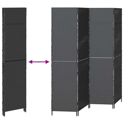 vidaXL Room Divider Folding Manual Black 195 x 180 cm Poly Rattan