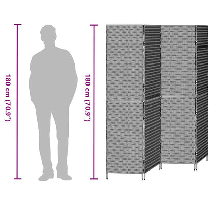 vidaXL Room Divider Folding Manual Black 195 x 180 cm Poly Rattan