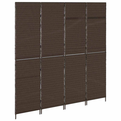 vidaXL Room Divider Folding Manual Brown 195 x 180 cm Poly Rattan