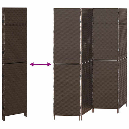 vidaXL Room Divider Folding Manual Brown 195 x 180 cm Poly Rattan