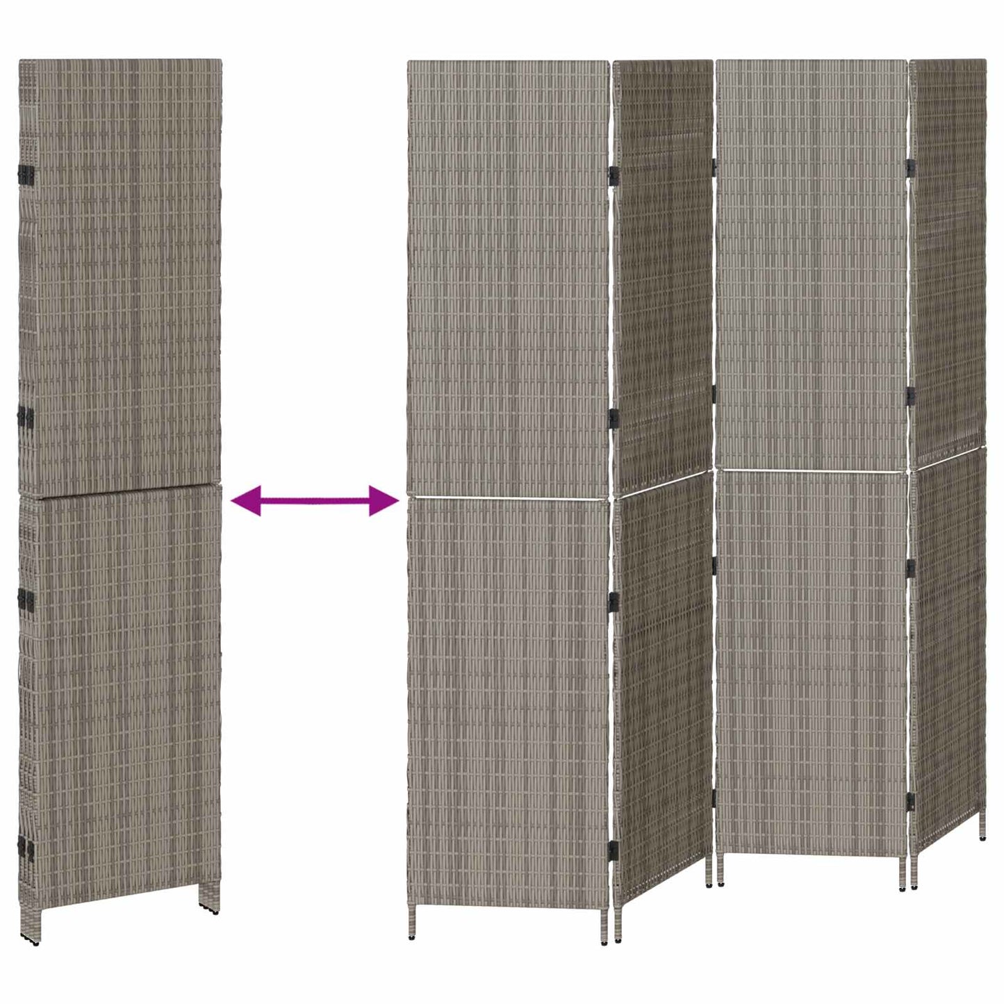 vidaXL Room Divider Folding Manual Grey 195 x 180 cm Poly Rattan
