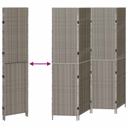 vidaXL Room Divider Folding Manual Grey 195 x 180 cm Poly Rattan