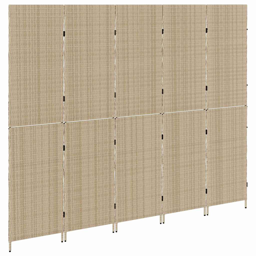 vidaXL Room Divider Folding Manual Beige 242 x 180 cm Poly Rattan