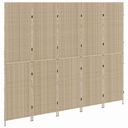 vidaXL Room Divider Folding Manual Beige 242 x 180 cm Poly Rattan
