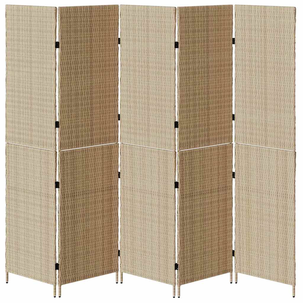 vidaXL Room Divider Folding Manual Beige 242 x 180 cm Poly Rattan
