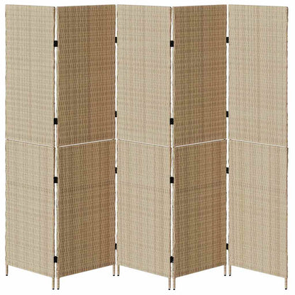 vidaXL Room Divider Folding Manual Beige 242 x 180 cm Poly Rattan