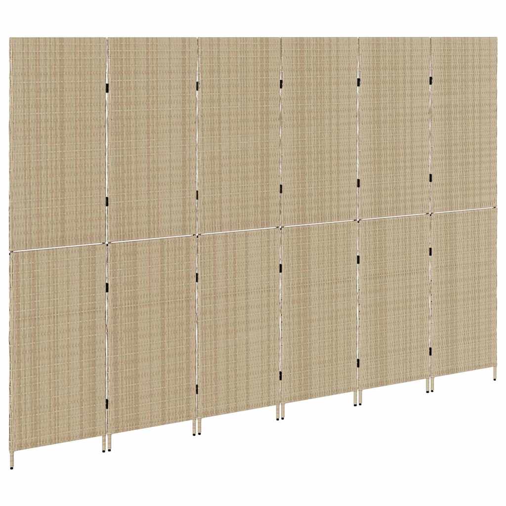 vidaXL Room Divider Folding Manual Beige 292 x 180 cm Poly Rattan