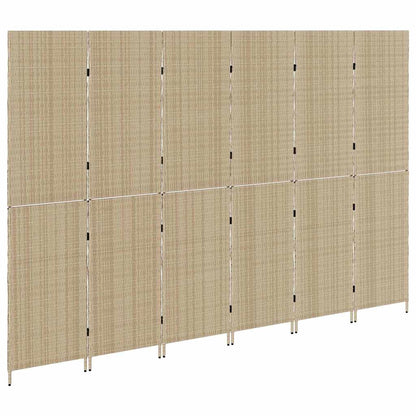 vidaXL Room Divider Folding Manual Beige 292 x 180 cm Poly Rattan