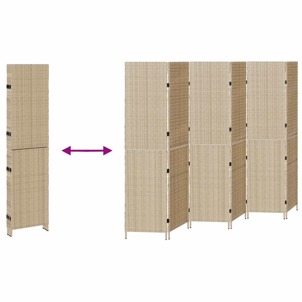 vidaXL Room Divider Folding Manual Beige 292 x 180 cm Poly Rattan