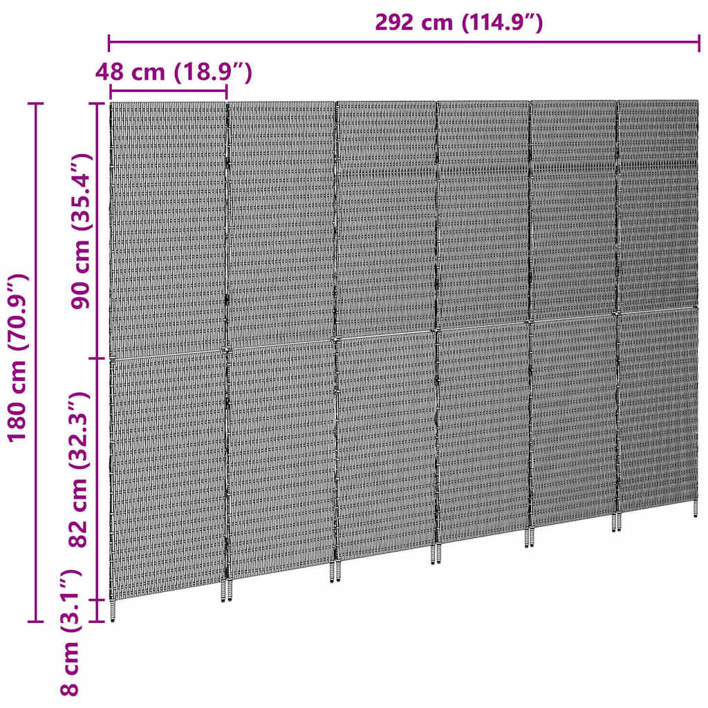 vidaXL Room Divider Folding Manual Beige 292 x 180 cm Poly Rattan