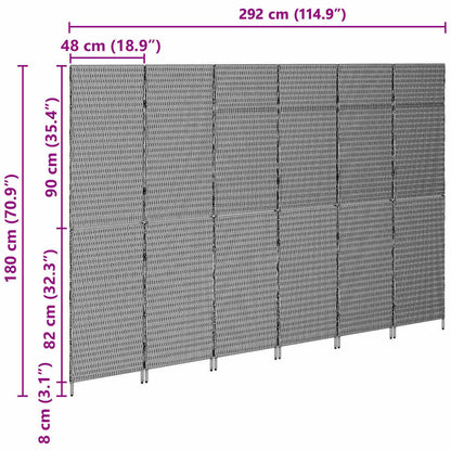 vidaXL Room Divider Folding Manual Beige 292 x 180 cm Poly Rattan