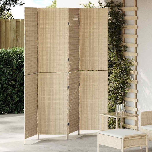 vidaXL Room Divider Folding Manual Beige 195 x 180 cm Poly Rattan