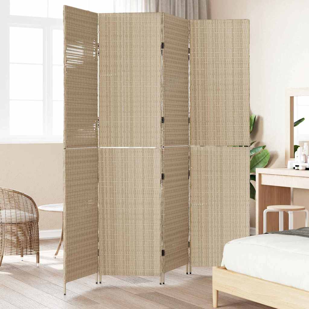 vidaXL Room Divider Beige 195 x 200 cm Poly Rattan