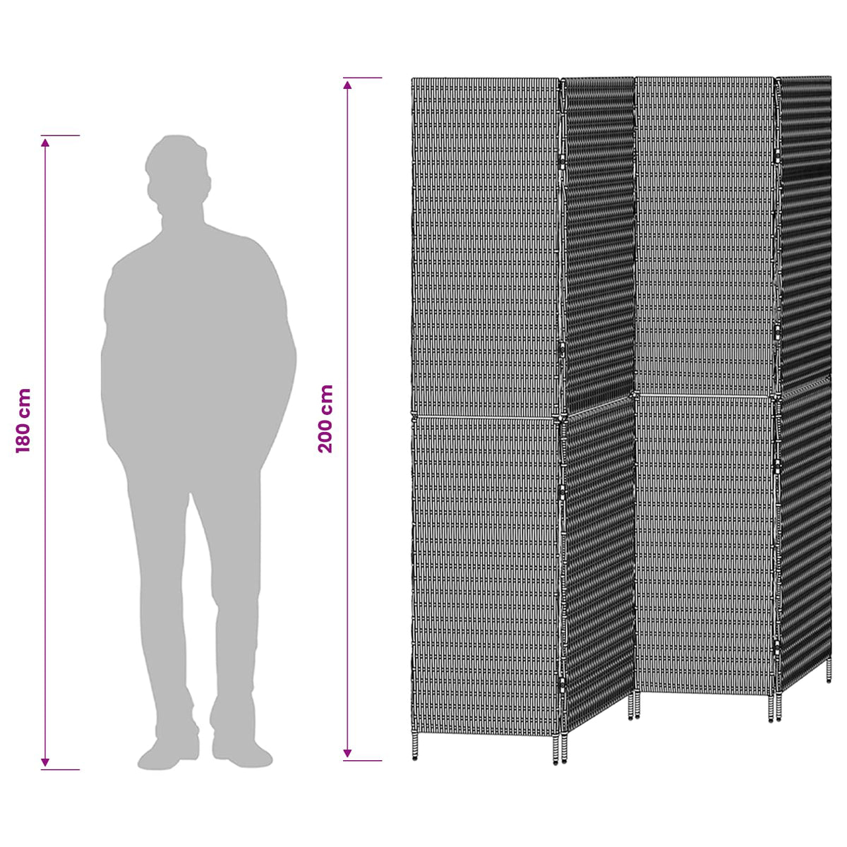 vidaXL Room Divider Beige 195 x 200 cm Poly Rattan