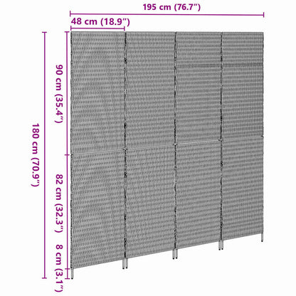 vidaXL Room Divider Folding Manual Beige 195 x 180 cm Poly Rattan