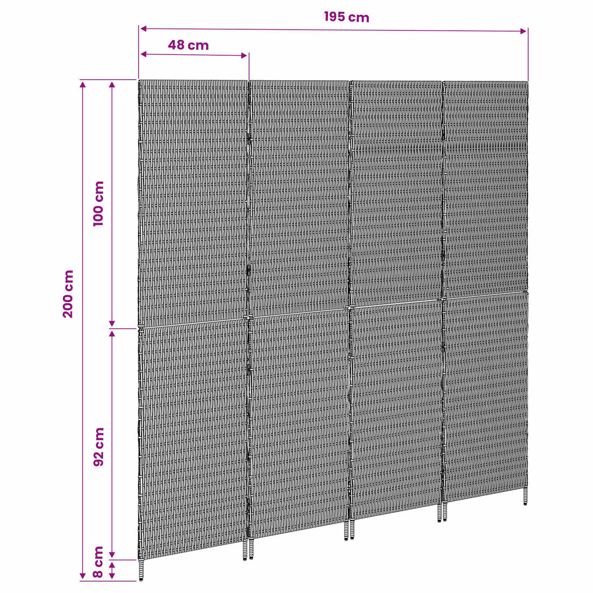 vidaXL Room Divider Beige 195 x 200 cm Poly Rattan