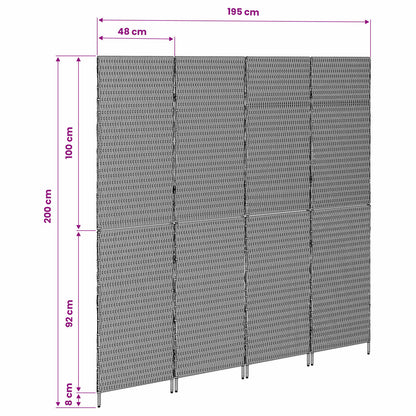 vidaXL Room Divider Beige 195 x 200 cm Poly Rattan