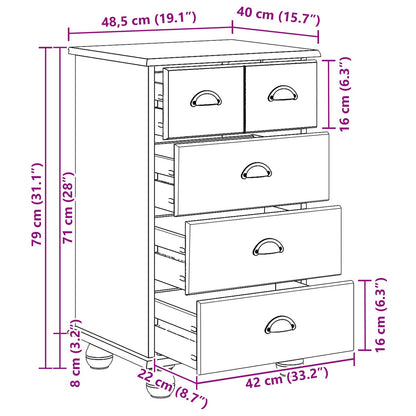 vidaXL Chest of Drawer 5-Drawer ASKIM White 48.5 x 40 x 79 cm