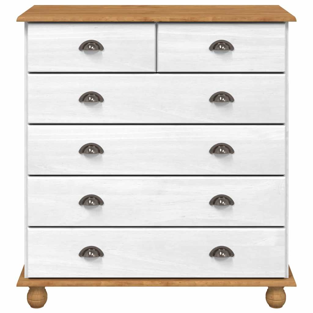 vidaXL Chest of Drawer ASKIM White 91 x 40 x 95.5 cm Solid Pine Wood