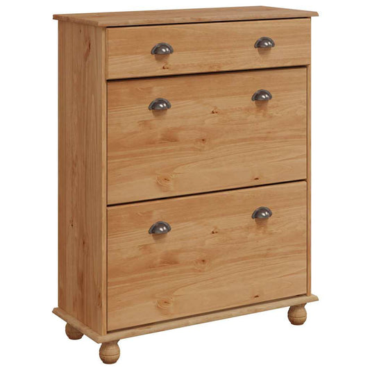 vidaXL Shoe Cabinet ASKIM Brown 85 x 35 x 108 cm Solid Pine Wood