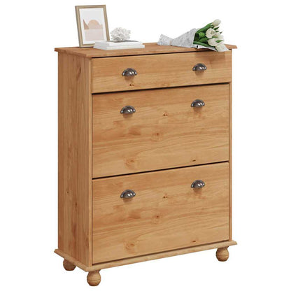 vidaXL Shoe Cabinet ASKIM Brown 85 x 35 x 108 cm Solid Pine Wood