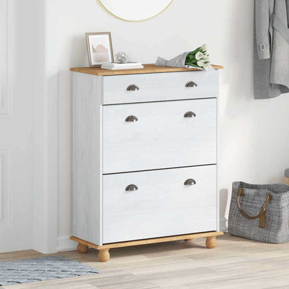vidaXL Shoe Cabinet ASKIM White 85 x 35 x 108 cm Solid Pine Wood