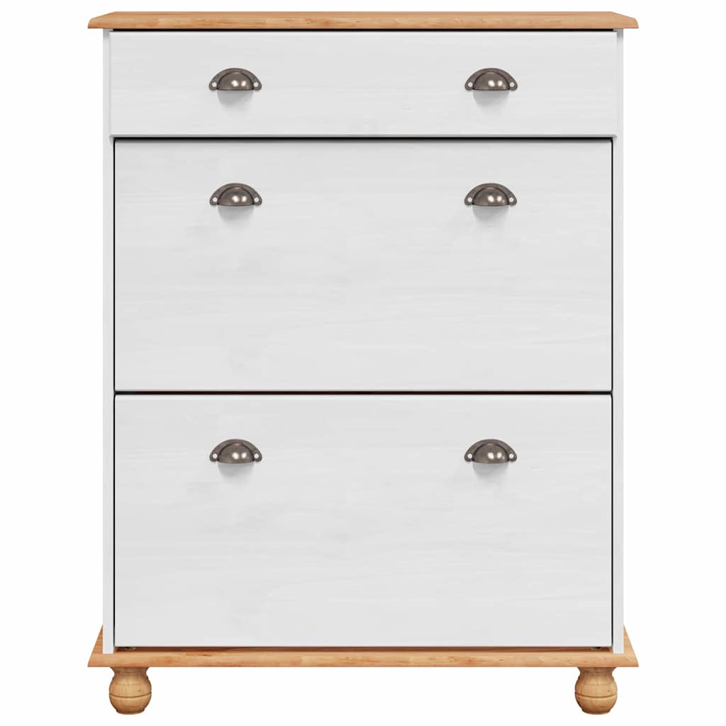 vidaXL Shoe Cabinet ASKIM White 85 x 35 x 108 cm Solid Pine Wood