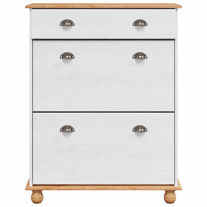 vidaXL Shoe Cabinet ASKIM White 85 x 35 x 108 cm Solid Pine Wood