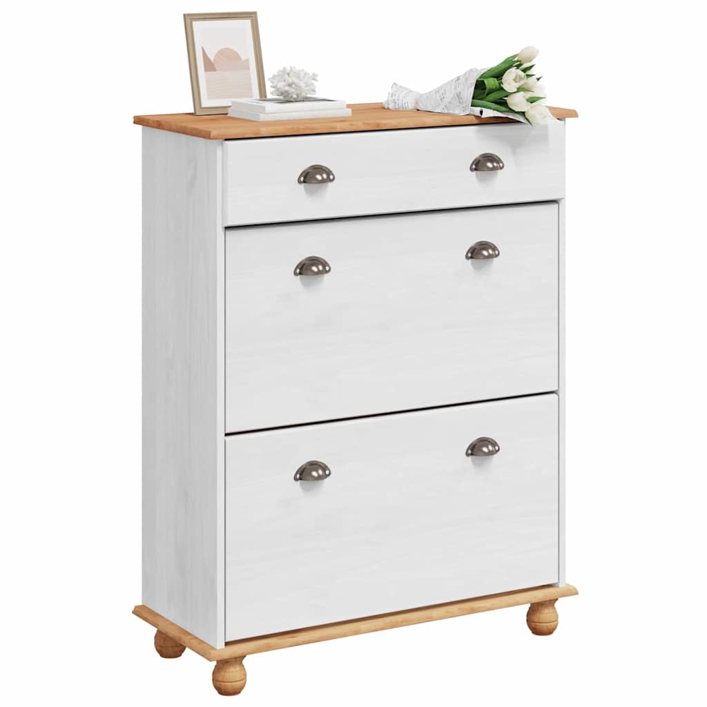 vidaXL Shoe Cabinet ASKIM White 85 x 35 x 108 cm Solid Pine Wood