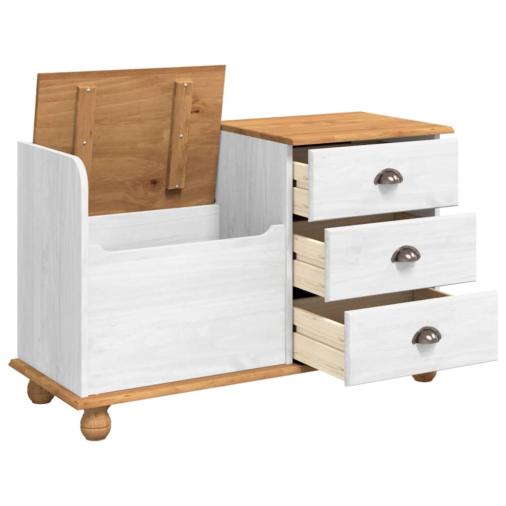 vidaXL Storage Bench ASKIM White 100 x 39 x 62 cm Solid Pine Wood