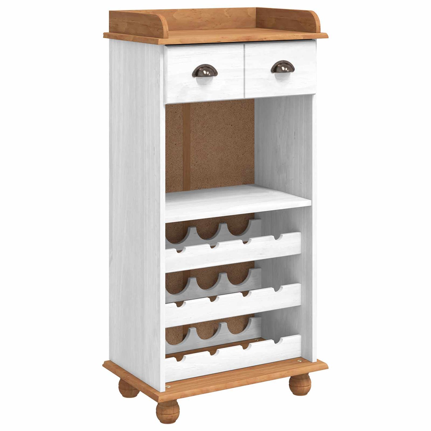 vidaXL Wine Cabinet ASKIM White with Honey Top 57 x 37 x 114 cm