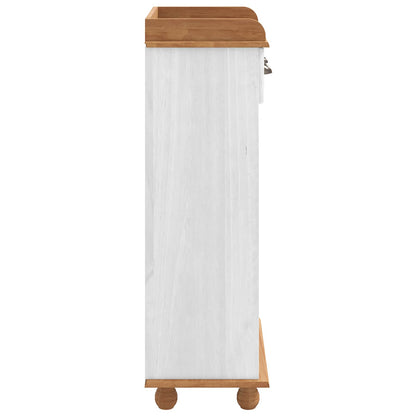 vidaXL Wine Cabinet ASKIM White with Honey Top 57 x 37 x 114 cm