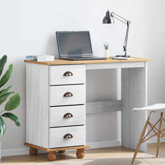 vidaXL Writing Desk ASKIM White 95 x 40 x 75 cm Solid Pine Wood