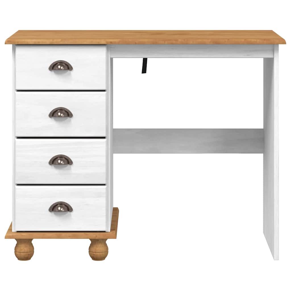 vidaXL Writing Desk ASKIM White 95 x 40 x 75 cm Solid Pine Wood