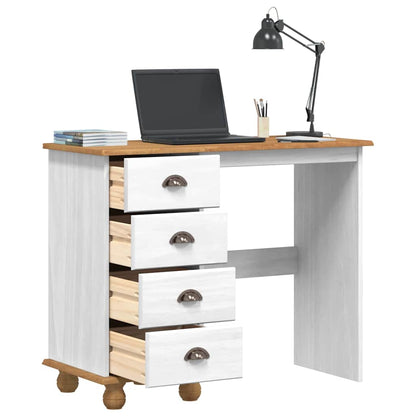 vidaXL Writing Desk ASKIM White 95 x 40 x 75 cm Solid Pine Wood