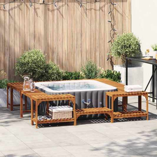 vidaXL Hot Tub Surround Solid Acacia Wood Brown