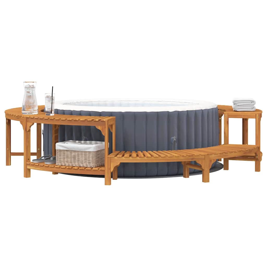 vidaXL Hot Tub Surround Brown Ø275 x 55.5 cm Solid Acacia Wood