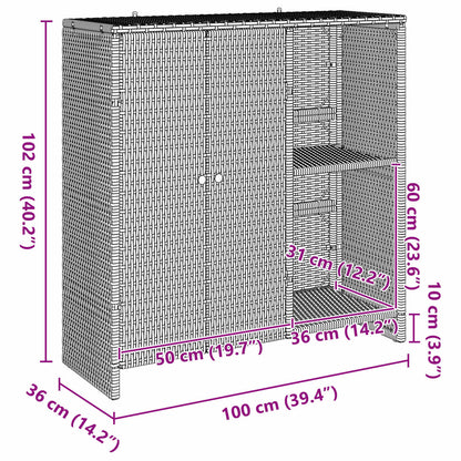 vidaXL Storage Cabinet with Shelf Grey 100 x 36 x 102 cm Rattan